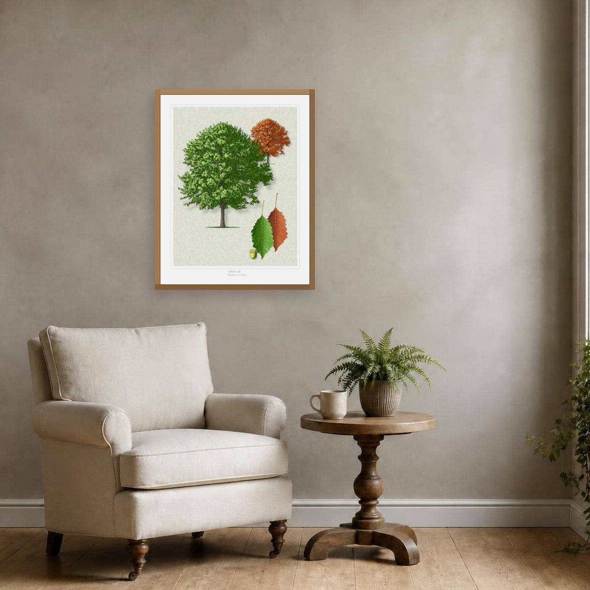 Chestnut Oak Signature print framed on a wall