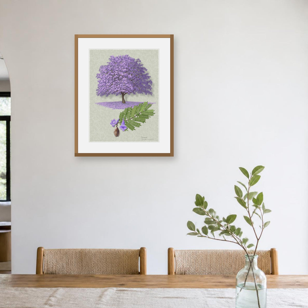 Jacaranda Signature print framed on a wall