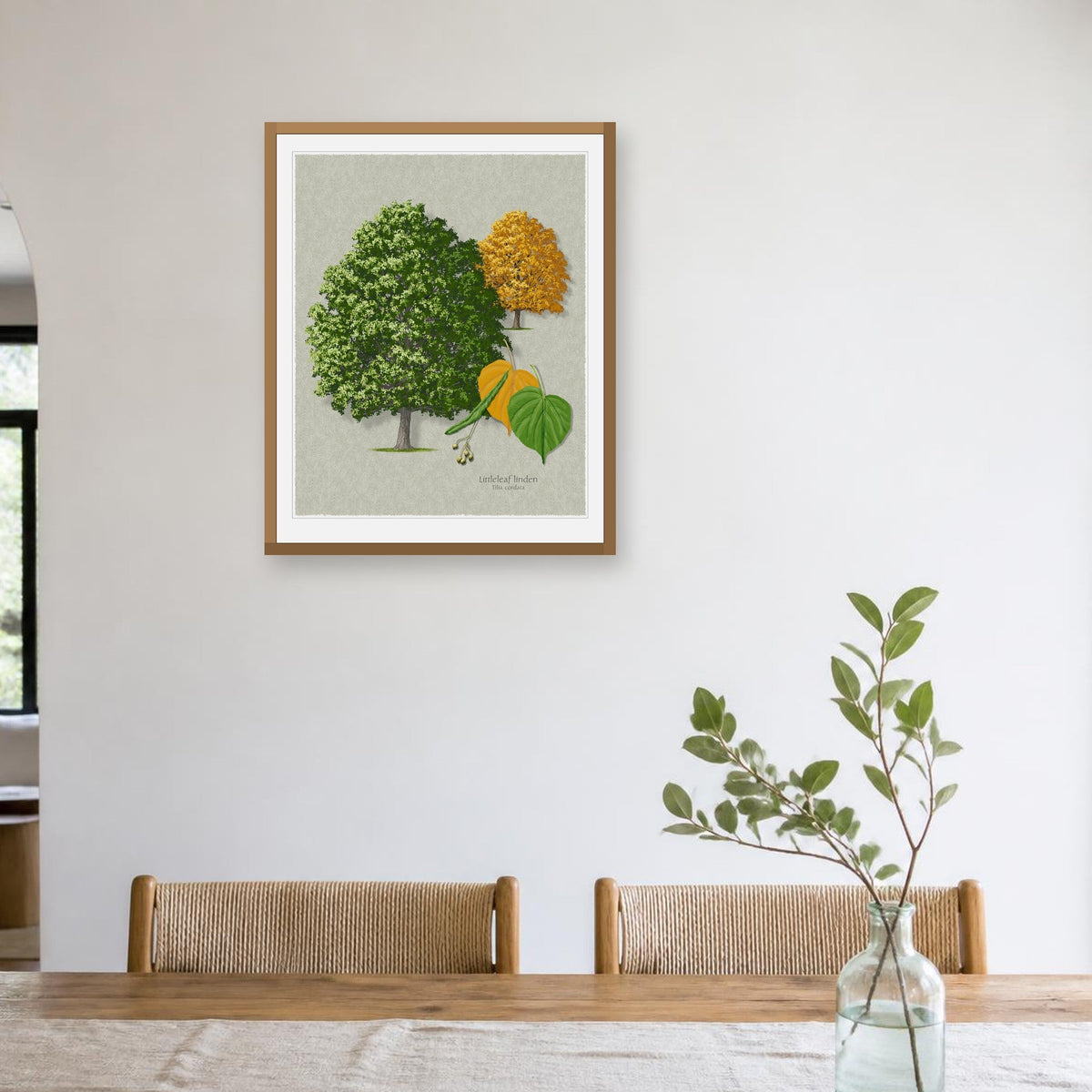Littleleaf Linden print framed in a room
