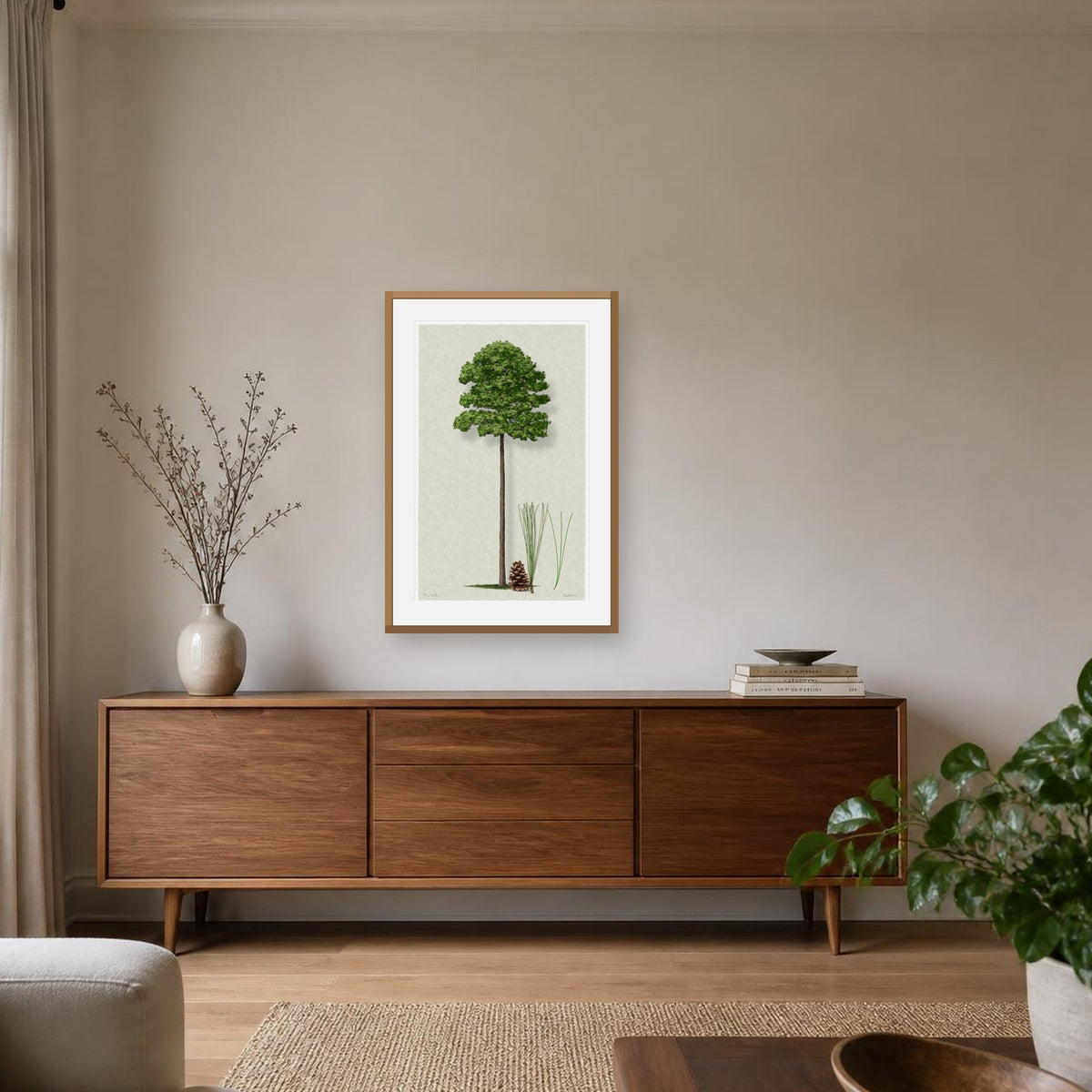 Loblolly Pine Signature print framed on a wall