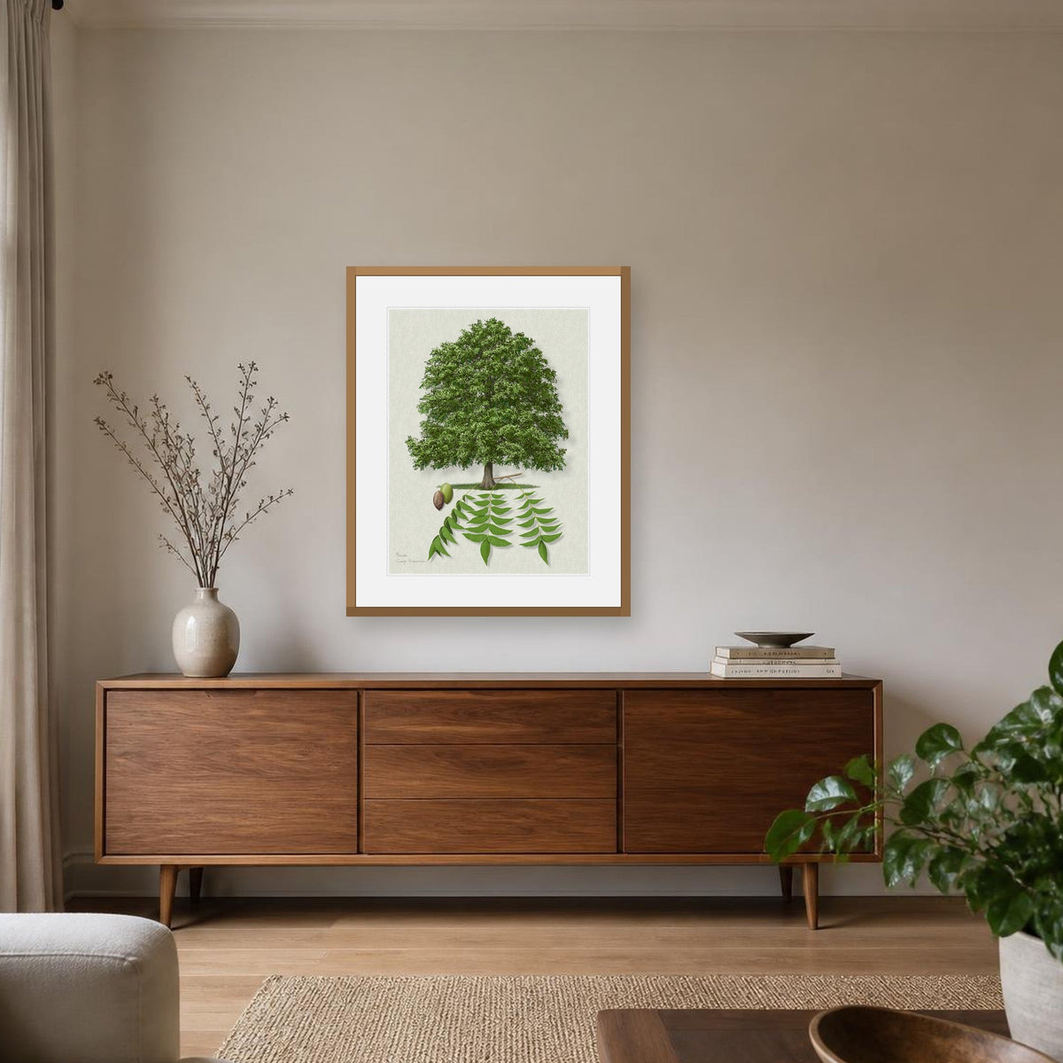 Pecan Signature print framed on a wall