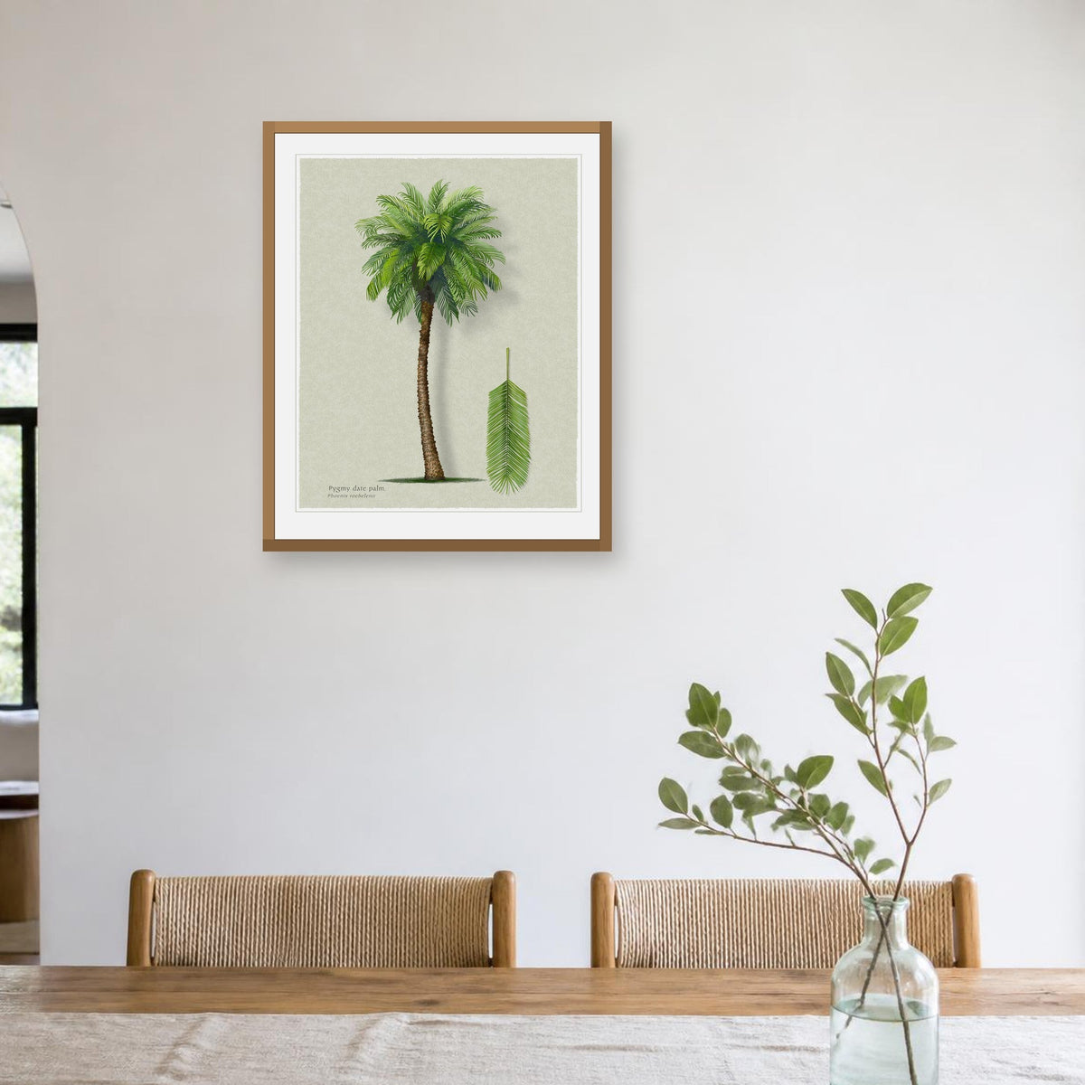 Pygmy Date Palm print framed in a room